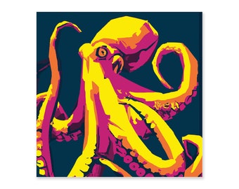 Pop Art Octopus Poster, Annoyed Animal Print (Digital Download)