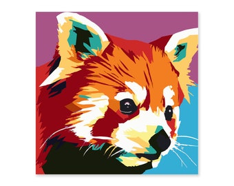 Pop Art Red Panda Poster, Modern Wall Decor (Digital Download)