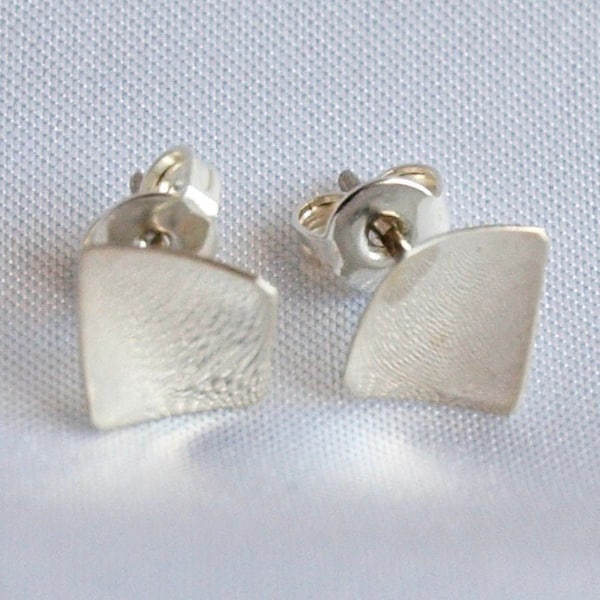 Handmade, Fair Trade Sterling Silver Reflection Square Stud Earrings, Perfect Studs, Great Gift Idea