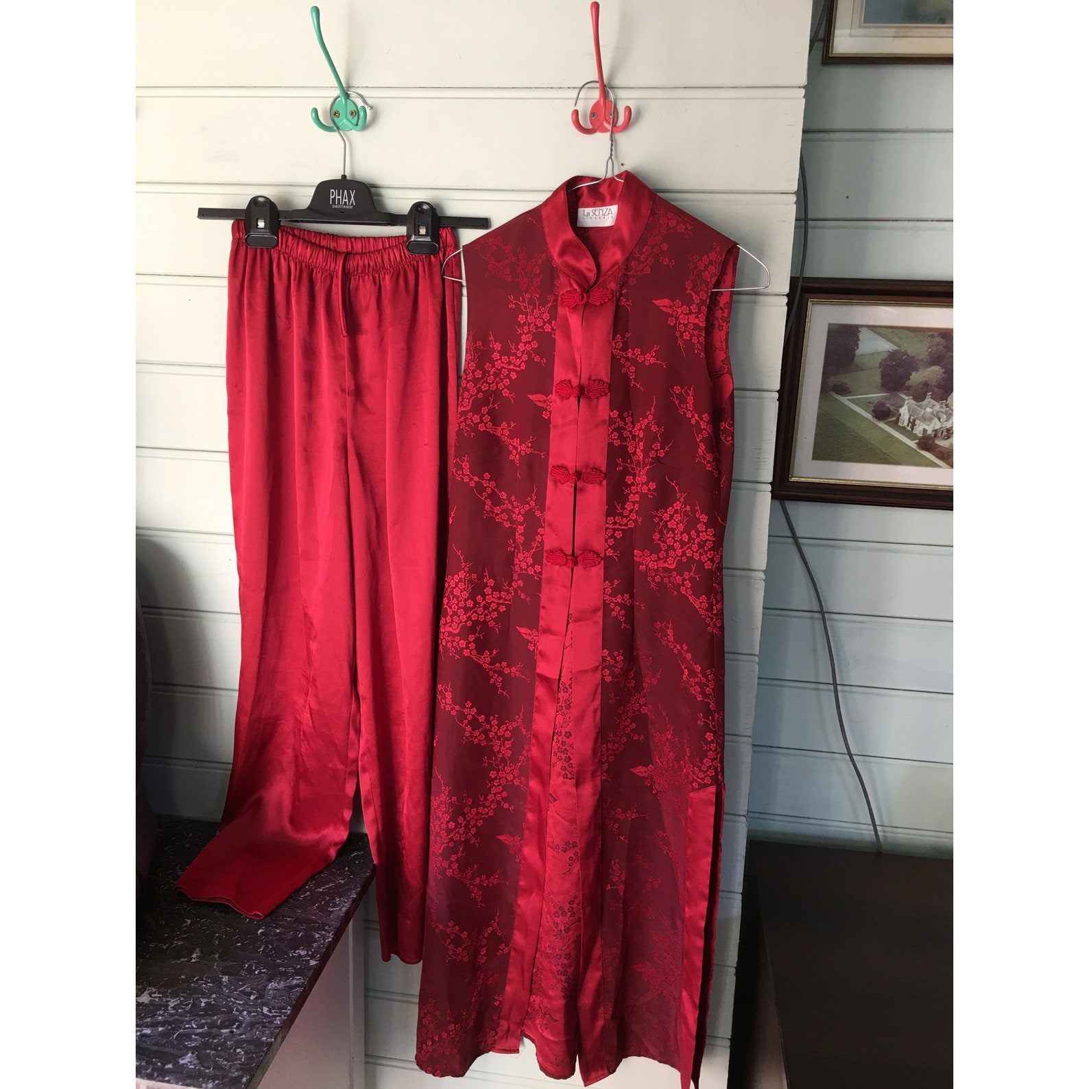 Vintage La Senza oriental red silk pyjamas | Etsy
