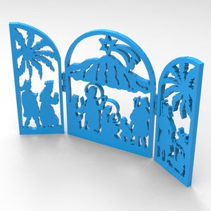 Nativity scene in relief for 3D printing STL file christmas christmas creche