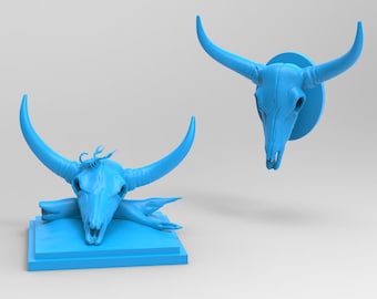 Koskalle. 3D-modell av koskalle, 2 modeller i stil med stil! Ökenskalle (med skorpion) och väggskalle. Väggtrofé.