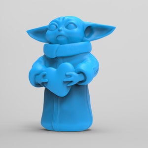 Hängsmycke Baby Yoda med hjärta, Halsband Grogu med hjärta, Staty Grogu med hjärta. 2 modeller. STL-filer!