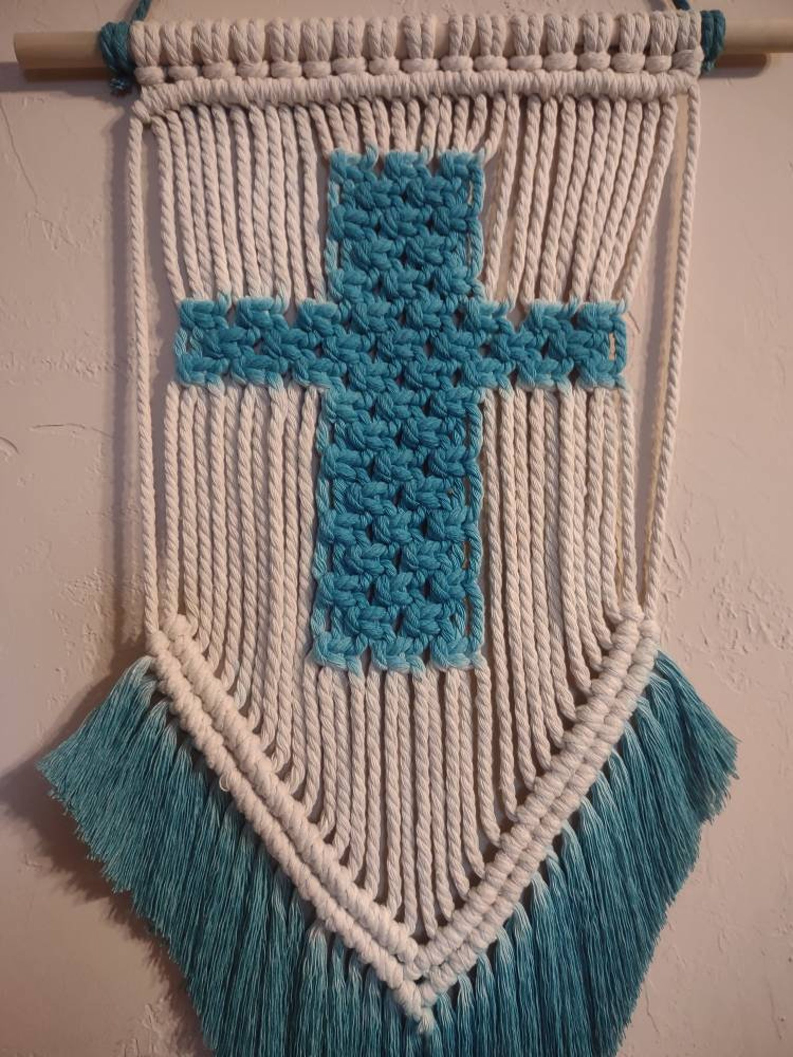 Small macrame wall hanging Cross tapestry personalized Etsy