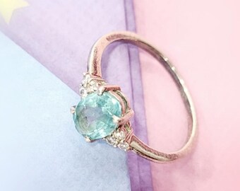 Aquamarine Ring-For Women-925 Sterling Silver-Aquamarine Gemstone-Oval Cut Ring-Wedding Ring-Engagement Ring-Bridal Ring-Promise Ring Her