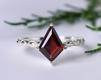 Garnet Ring-Natural Cut Gemstone-925 Sterling Silver-For Women-Rose Gold-Engagement Ring-Wedding Gift-Anniversary Gift-Promise Ring For Her