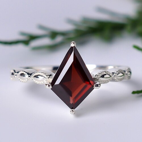 Heart Cut Red Garnet Ring Sterling Silver Gemstone Ring - Etsy
