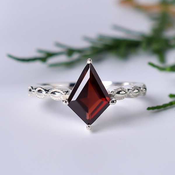 Garnet Ring-Natural Cut Gemstone-925 Sterling Silver-For Women-Rose Gold-Engagement Ring-Wedding Gift-Anniversary Gift-Promise Ring For Her