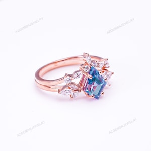 Alexandrite Kite Ring, For Women, Alexandrite Jewelry, 925 Sterling Silver, Kite Cut Gems Ring, Engagement Gift, Wedding Gift, For Her Ring