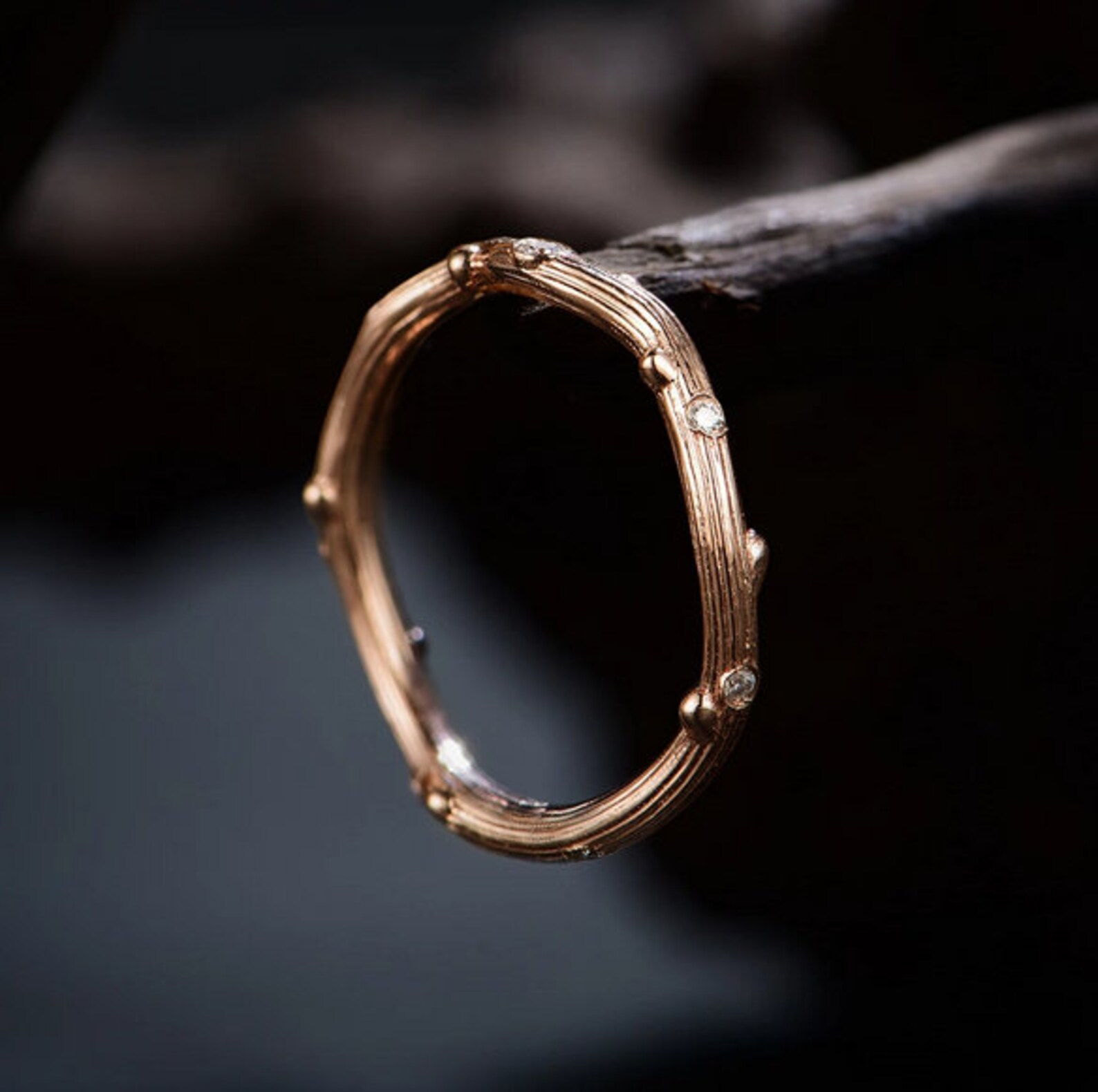 Natural Diamonds Tree Branch Ring-18K 14K 10K Gold Ring-For | Etsy