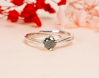 Green Moissanite Ring: 925 Sterling Silver, Women's Engagement Gift