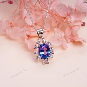 Tanzanite Pendant-Tanzanite Necklace-For Women-925 Sterling Silver-Tanzanite Jewelry-Bridesmaid Gift-For Bridal-For Her-Engagement Giftt