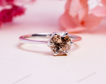 Imperial Topaz Gemstone Ring-Peach Topaz-925 Sterling Silver-Rose Gold-Engagement Ring-Wedding Gift-Anniversary Gift-Promise Ring-For Her