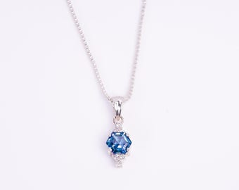 Hexagon Alexandrite Pendant-Alexandrite Necklace-For Women-925 Sterling Silver-Color Change Necklace-For Bridal-For Her-Engagement Gift