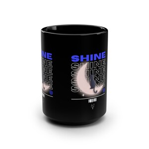 Black Mug, 15oz- Rise and Shine (cat lovers)