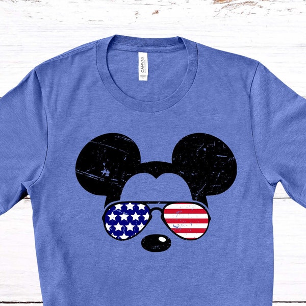 Mickey American Flag Sunglasses Shirt, Disney 4th of July Shirt, Disneyland Shirt, Disney World Shirt, Mickey Mouse, Independence Day