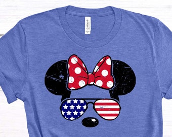 Minnie American Flag Sunglasses Shirt, Disney 4th of July Shirt, Disneyland Shirt, Disney World Shirt, Minnie Mouse, Independence Day Shirt