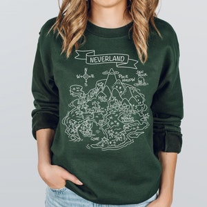 Neverland Map Sweatshirt, Peter Pan Sweatshirt, Dinseyland Disney World Sweatshirt