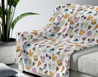 Park Snacks and Essentials Blanket, Disney Throw, Vacation Blanket, Mouse Snacks Blanket, Baby Toddler Child Teen Adult Blanket