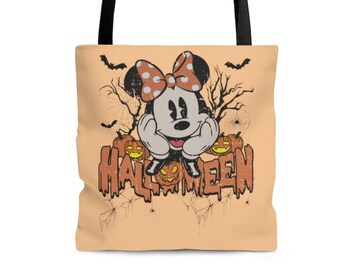 Minnie Mouse Halloween Tote Bag, Disney Trick or Treat Bag, Park Day Tote Bag, Vacation Bag, Halloween Treats Shoulder Bag, Tote Bag
