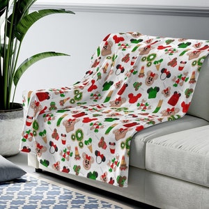 Christmas Park Snacks and Essentials Blanket, Disney Throw, Holiday Blanket, Mouse Snacks Blanket, Baby Toddler Child Teen Adult Blanket