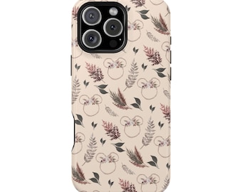 MagSafe Boho Mickey Floral Phone Case, iPhone 13 14 Compatible Case, Disney Phone Case, Mickey Minnie Phone Case