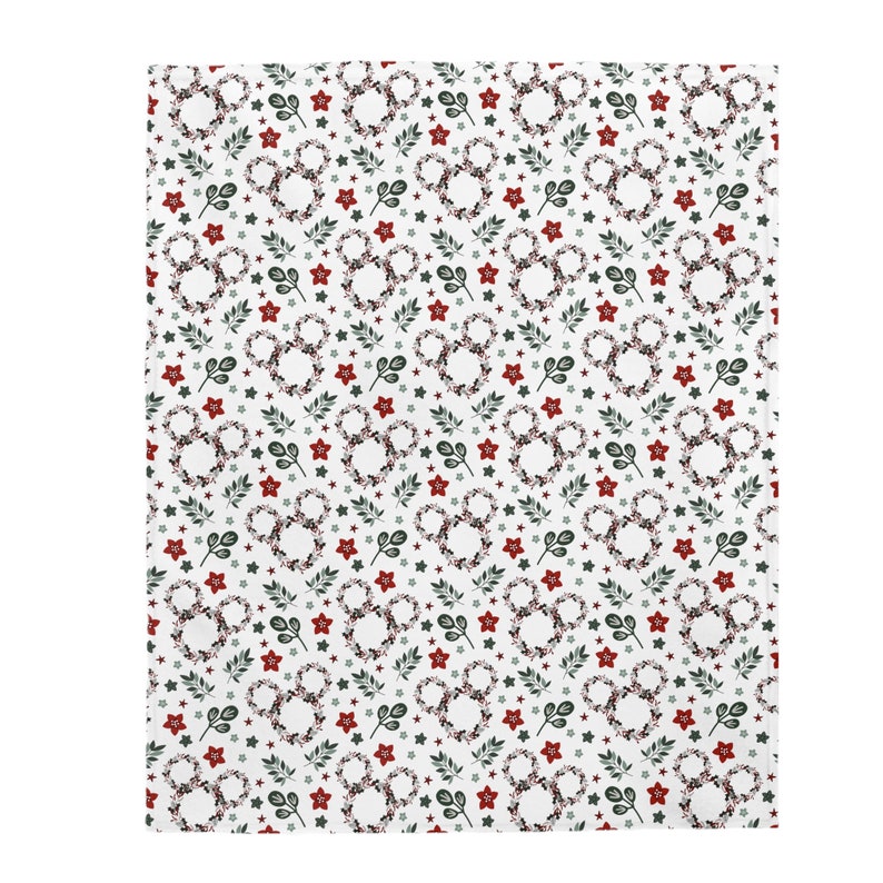 Mouse Ears Christmas Blanket, Magical Christmas Wreath, Mickey Mouse Christmas Blanket, Disney Christmas Throw image 2
