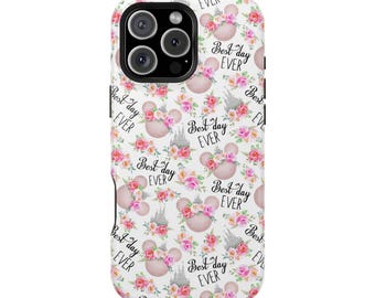 MagSafe Best Day Ever Disney Castle Phone Case, Disney Floral Phone Case, Mickey Minnie Phone Case, iPhone Case