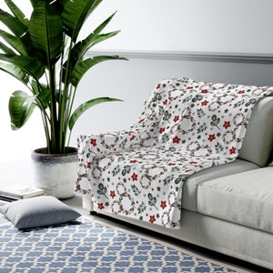 Mouse Ears Christmas Blanket, Magical Christmas Wreath, Mickey Mouse Christmas Blanket, Disney Christmas Throw image 3