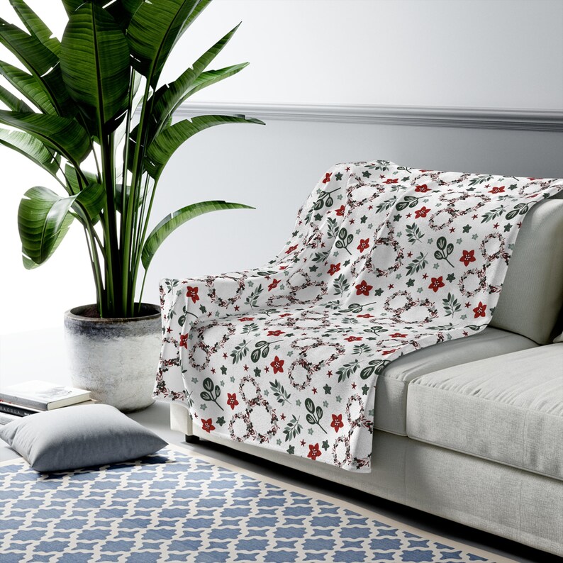Mouse Ears Christmas Blanket, Magical Christmas Wreath, Mickey Mouse Christmas Blanket, Disney Christmas Throw image 3