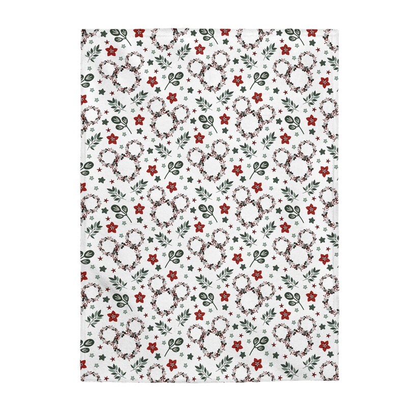 Mouse Ears Christmas Blanket, Magical Christmas Wreath, Mickey Mouse Christmas Blanket, Disney Christmas Throw image 6