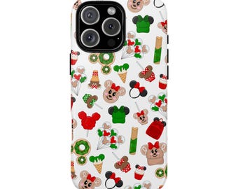 Mouse Ears Christmas Tough Phone Case, Disney Christmas Hard Phone Case, Mickey Phone Case, iPhone Case, Samsung Galaxy, Pixel