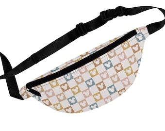 Mickey Mouse Checkered Fanny Pack, Mickey Fanny Pack, Park Day Fanny Pack, Vacation Bag, Waist Bag, Disney Fanny Pack