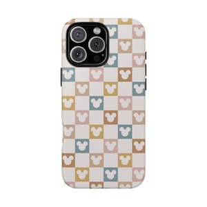 Mickey Mouse Checkered Tough Phone Case, Disney Hard Phone Case, Disneyland Phone Case, iPhone Samsung Google Case
