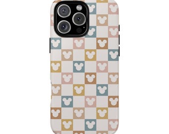 Mickey Mouse Checkered Tough Phone Case, Disney Hard Phone Case, Disneyland Phone Case, iPhone Samsung Google Case