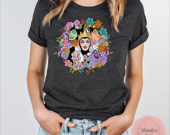 Camisa de villanos y flores, camiseta de villanos de Disney, camiseta de vacaciones, camiseta de Disney, camiseta de Disney World, camiseta a juego familiar