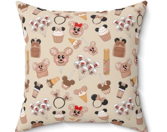 Gingerbread Mickey Snacks and Essentials Faux Suede Square Pillow, Disney Christmas Faux Suede Square Pillow, Mouse Snacks Pillow