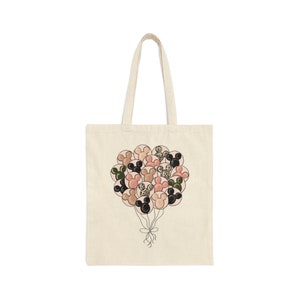 Mouse Ear Balloons Cotton Canvas Tote Bag, Disney Tote Bag, Park Day Tote Bag