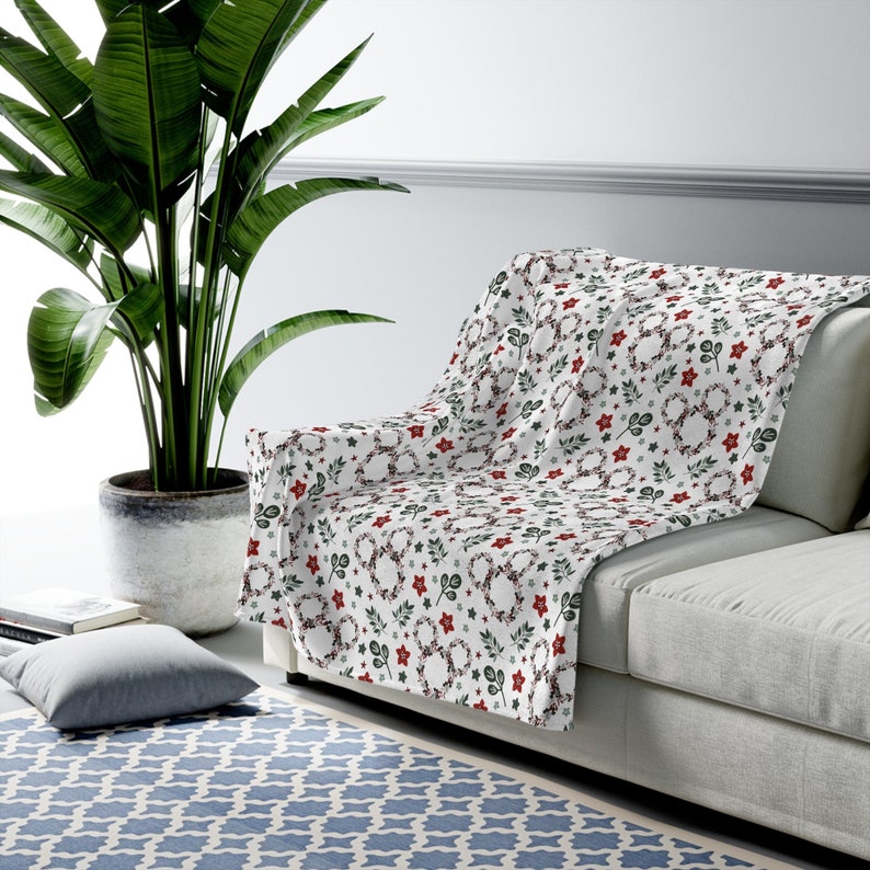 Mouse Ears Christmas Blanket, Magical Christmas Wreath, Mickey Mouse Christmas Blanket, Disney Christmas Throw image 1