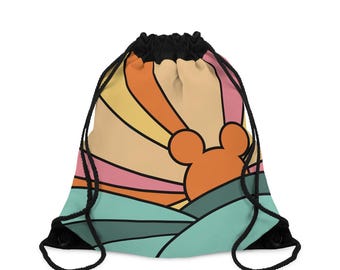 Mickey Sunshine Drawstring Bag, Disney Drawstring Bag, Vacation Drawstring Bag, Park Day Outdoor Drawstring Bag