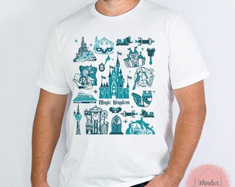 Magic Kingdom Neon Disney Shirts Walt Disney World Rides And Icons
