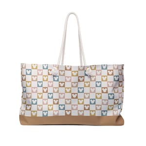 Mickey Mouse Checkered Weekender Bag, Mickey Ears Bag, Disney Large Beach Bag