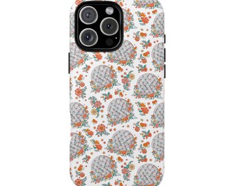 Epcot and Flowers Tough Phone Case, Disney Hard Phone Case, Mickey Minnie Phone Case, iPhone Case