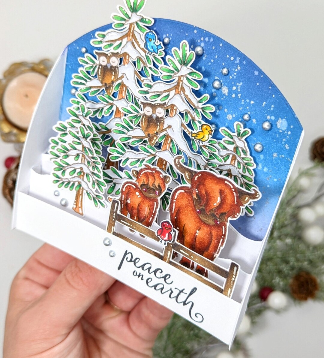 Christmas Handmade Box Card Holiday Card Box Card Etsy