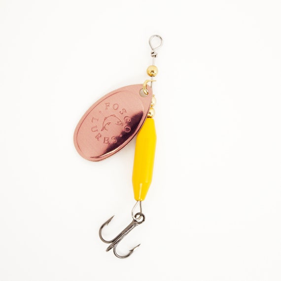 Handmade Spinner Fishing Lure Yellow W/ Black Blade Inline Spinner Made in  Canada Trout Salmon Bass Pike Perch Walleye Fishing Gift 