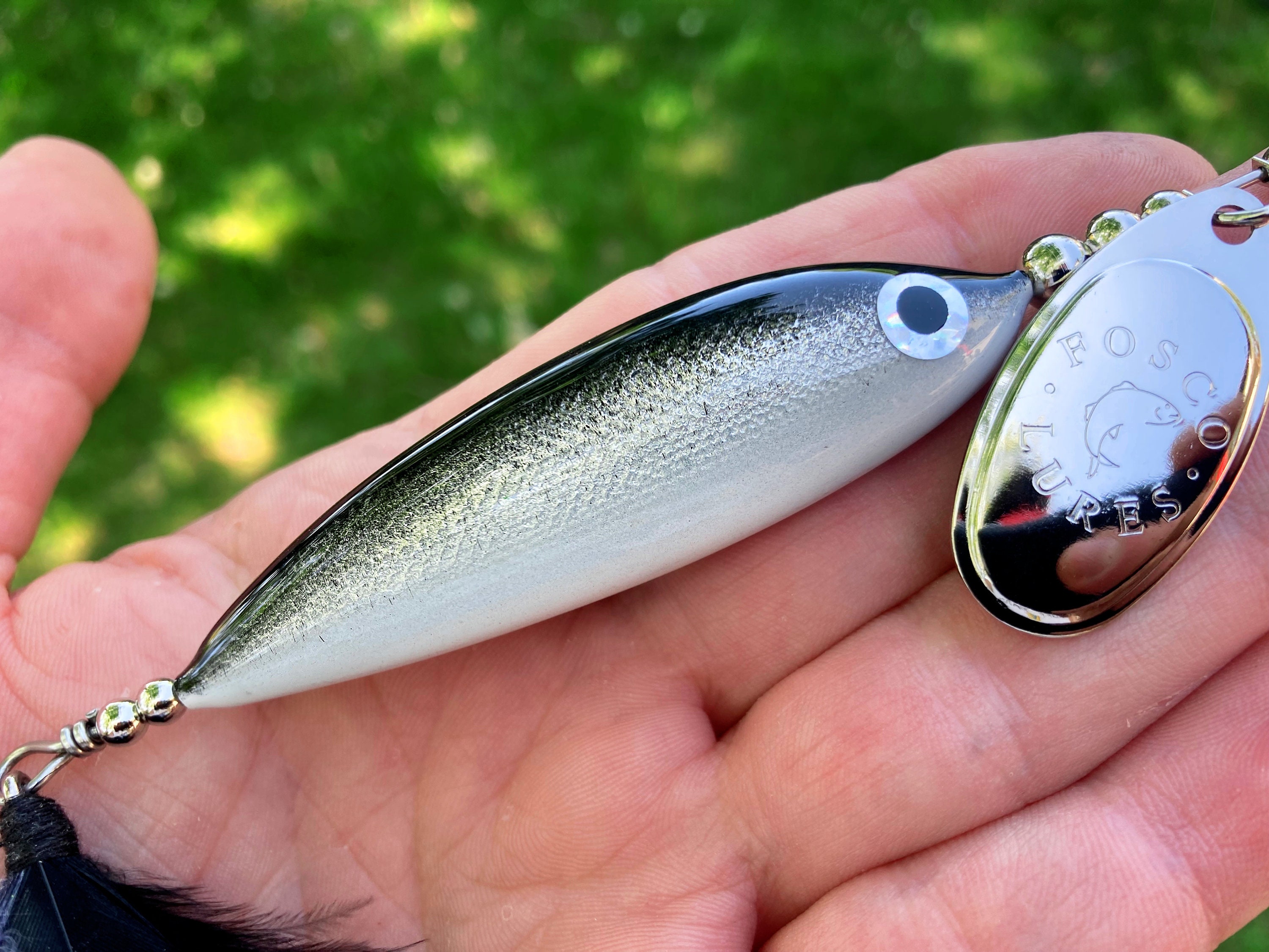 Handmade Wooden Minnow Spinner Fishing Lure Made in Canada for Bass