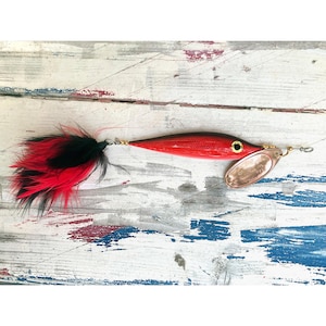 Handmade Wooden Minnow Spinner Fishing Lure • Made in Canada • For Bass, Pike, Salmon & more • Perfect Fishing Gift -