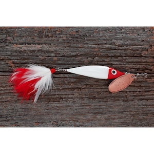 Handmade Wooden Minnow Spinner Fishing Lure • Made in Canada • For Bass, Pike, Salmon & more • Perfect Fishing Gift -