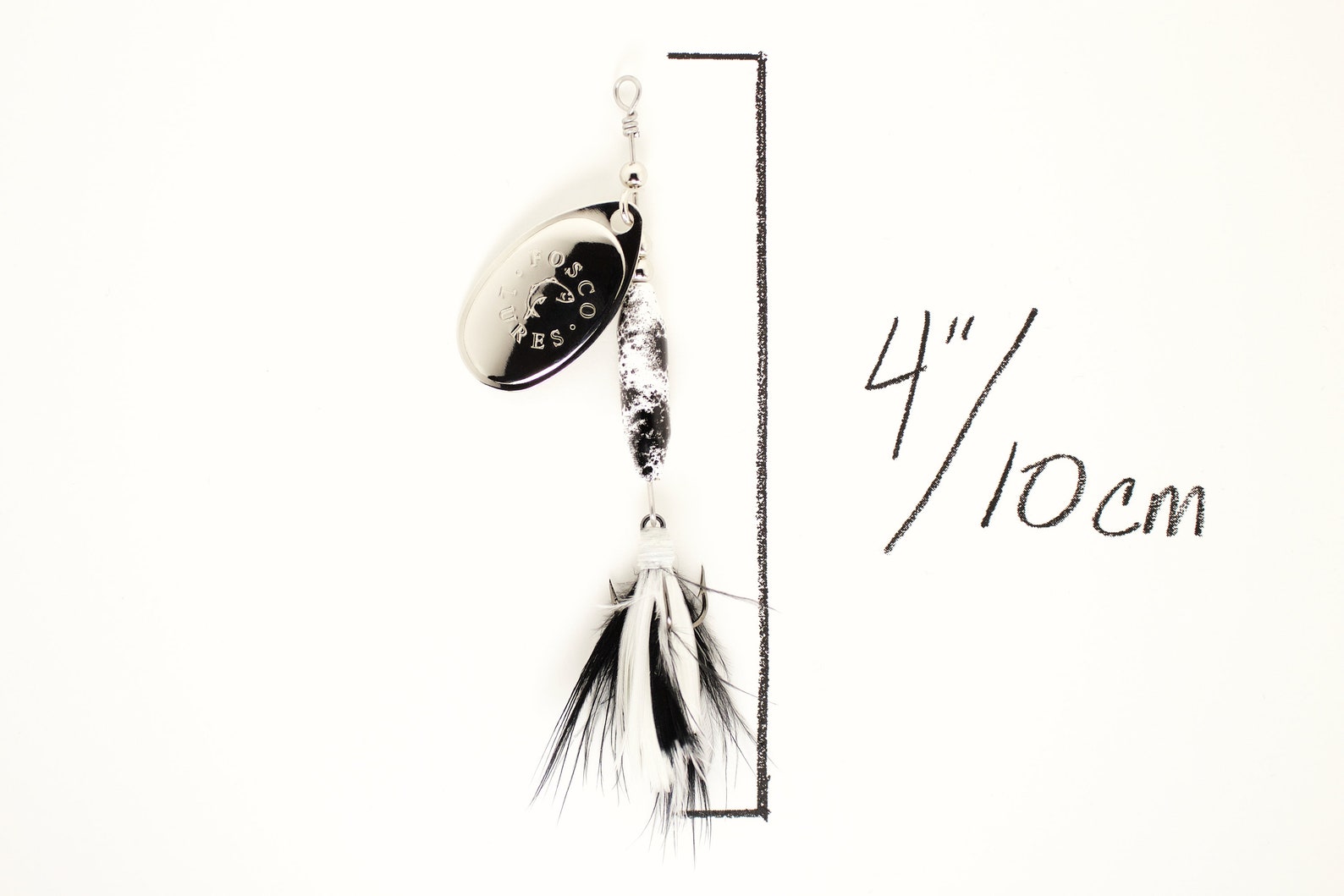 Handmade Spinner Fishing Lure White/black W/ Nickel Blade Dressed Inline Spinner Made in Canada