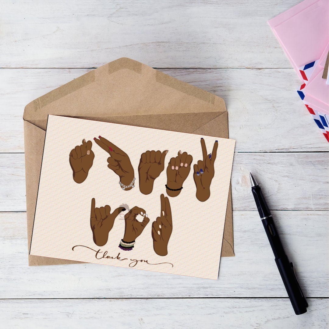 ASL Thank You Cards | Thank You Cards | Sign Language |african American ...